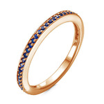Золотое кольцо с синими фианитами - 641