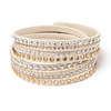 Barzel Beige Leather with Yellow Created Austrian Crystals Wrap Bracelet