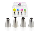 Extra Large Cupcake/Cake Decorating Tip Set, 4 XL Classic Stainless Steel Professional Icing Tips for DIY Frosting