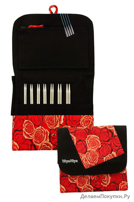 HiyaHiya Interchangeable 4 inch (10cm) Sharp Steel Knitting Needle Set Small Tip Sizes (US 2-8) HISSTINKIT4SM