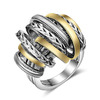 Mytys Cable Silver Rings 2 Tone Gold Designer Knot Intertwined Crossover Finger Statement Ring for Women Men