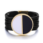 Mytys Multi-Layer Leather Rope Bracelet Buckle Bangle Bracelet with Magnetic Clasp for Women Girl with Gift Box