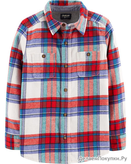 Button-Front Plaid Shirt