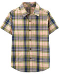 Plaid Poplin Button-Front Shirt