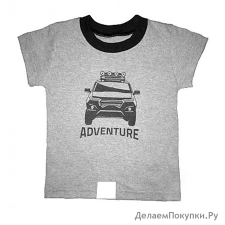 Футболка принт "Adventure" цв.сер.меланж