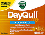 Vicks DayQuil Cold and Flu Multi-Symptom Relief, 48 LiquiCaps (Non-Drowsy) - Sore Throat, Fever, and Congestion Relief