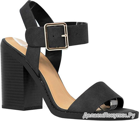 MVE Shoes Womens Stylish Comfortable Open Toe Ankle Strap Chuncky Block Heel