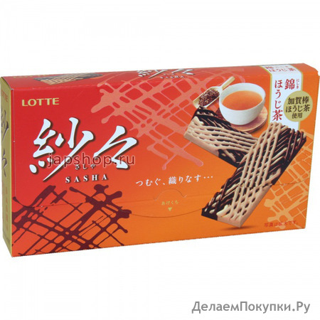 Lotte Шоколад Sasha зелёный чай, микс горький и белый шоколад, 69 гр