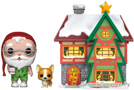 Funko 44423 POP. Town: Holiday-Santas House w/Santa & Nutmeg Collectible Figure, Multicolour, Multicolor