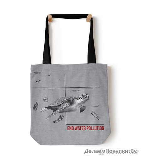 The Mountain 18 x 18 Protect Tote Bag - Water Pollution Turtle