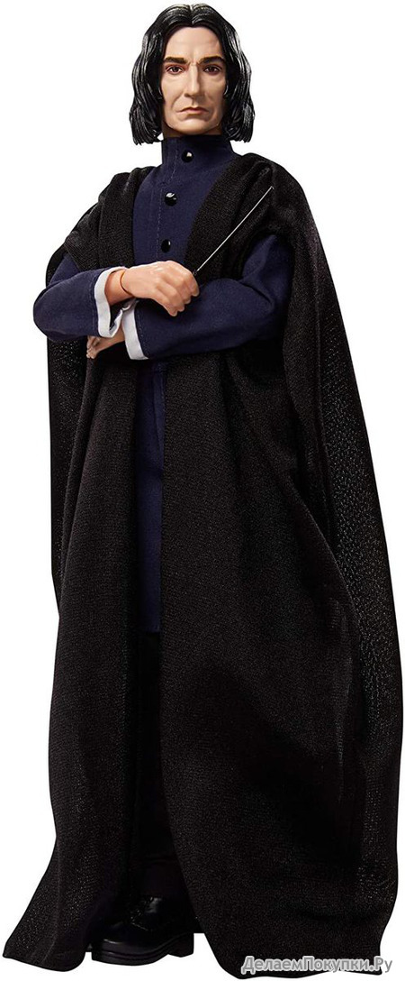 Harry Potter Collectible Severus Snape Doll (~12-inch) Wearing Black Coat Jacket and Wizard Robes, with Wand, Gift for 6 Year Olds and Up