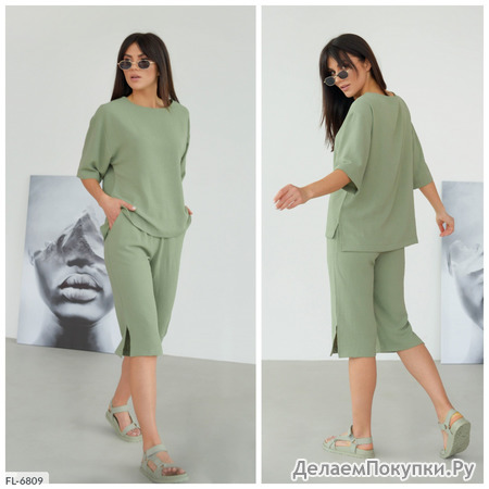 Костюм капри + кофта с рукавом 3/4 FL-6799