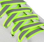Шнурки для обуви плоские, со светоотражающей полосой, d=10мм, 100см, цв. зел неон 1859413