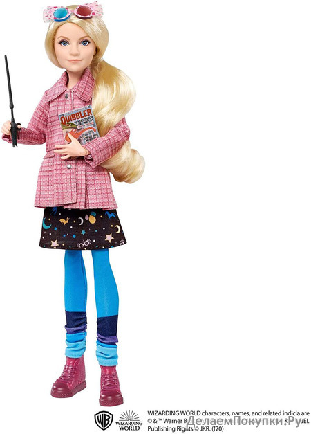 Harry Potter Luna Lovegood Collectible Doll (~10-inch) Wearing Tweed Jacket, Skirt and Tights, with Quibbler and Spectrespecs, Gift for 6 Year Olds and Up