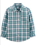 Plaid Poplin Button-Front Shirt