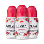 Crystal Mineral Deodorant Roll-On Body Deodorant With 24-Hour Odor Protection, Pomegranate, Non-Sticky Roll-On, Aluminium Chloride, 2.25 FL OZ - 3 pack