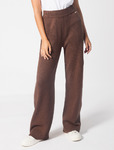Свободные брюки на резинке из фактурной пряжи меланж с ангорой  Цвет: коричневый  Артикул: D38.004