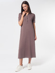 Платье-поло тонкой вязки из хлопка с вискозой  Цвет: кофейный   Артикул: D32.076