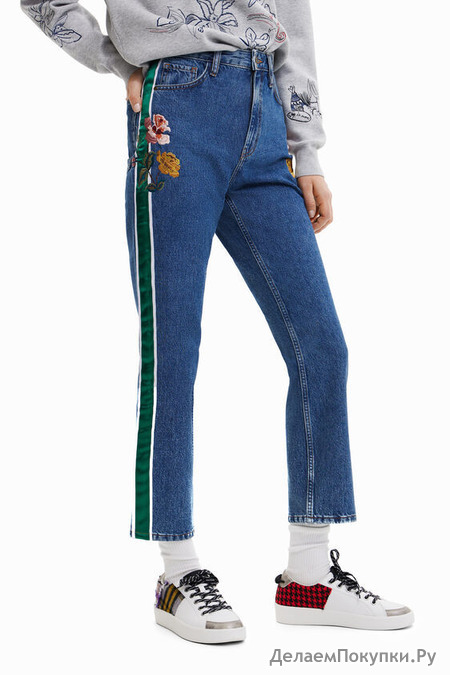 Vaqueros Straight cropped cinta