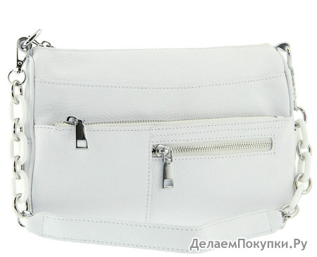Сумка багет кожаная белая Polina & Eiterou W 6006-10j