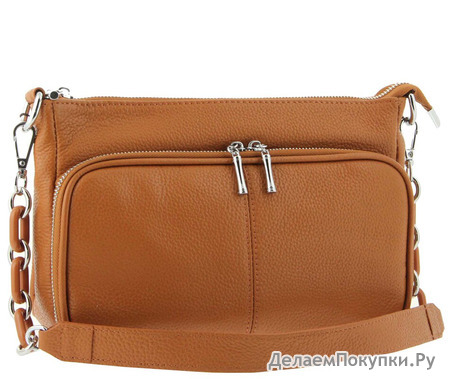 Новинка Сумка кожаная с карманами рыжая Polina & Eiterou W 8200-2j