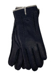 Теплые женские перчатки из кожи оленя, цвет черный