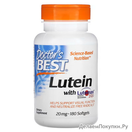 Doctor's Best, Lutein with Lutemax 2020, 20 mg, 60 Softgels