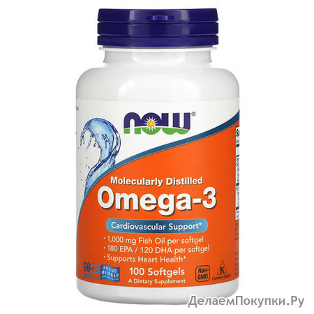 NOW Foods, Omega-3, 180 EPA / 120 DHA, 100 Softgels