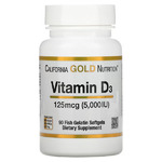 California Gold Nutrition, Vitamin D3, 125 mcg (5,000 IU), 90 Fish Gelatin Softgels