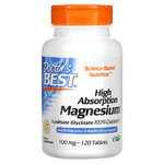 Doctor's Best, High Absorption Magnesium, 100 mg, 120 Tablets