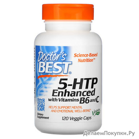 Doctor's Best, 5-HTP, Enhanced with Vitamins B6 & C, 120 Veggie Caps