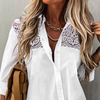 WHITE LACE CROCHET SPLICING BUTTON UP SHIRT  : 1859635