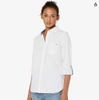 Tommy Hilfiger Women's Solid Button Collared Shirt with Adjustable Sleeves