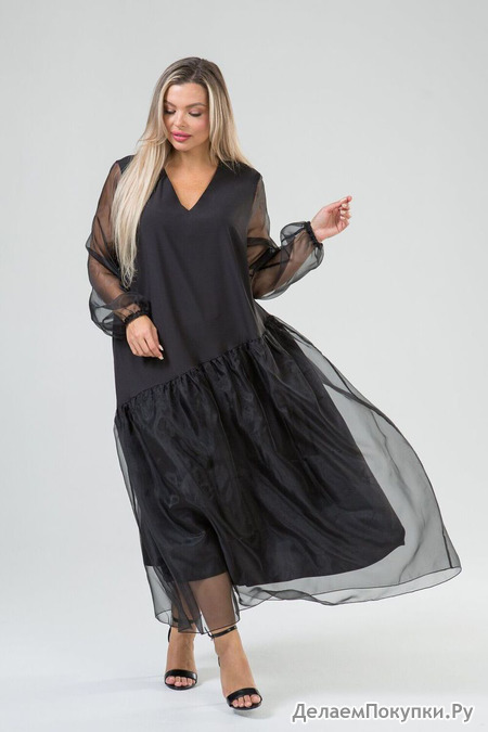 Платье нарядное длинное чёрное